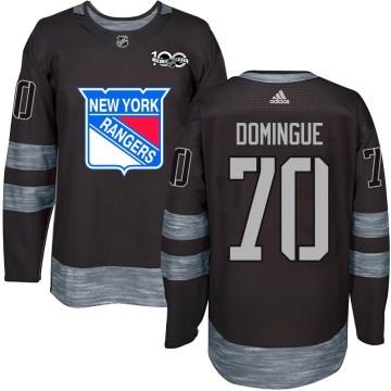 New York Rangers Youth Louis Domingue Authentic Black 1917-2017 100th Anniversary NHL Jersey