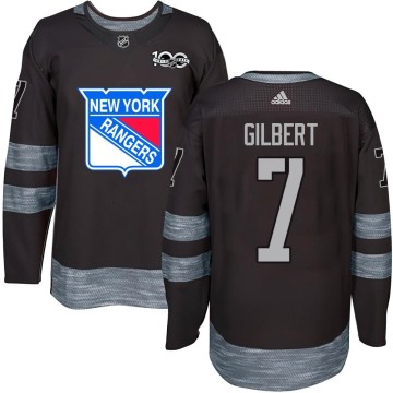 New York Rangers Youth Rod Gilbert Authentic Black 1917-2017 100th Anniversary NHL Jersey