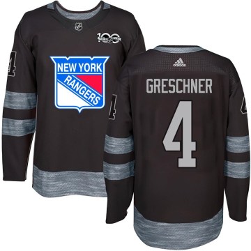 New York Rangers Youth Ron Greschner Authentic Black 1917-2017 100th Anniversary NHL Jersey