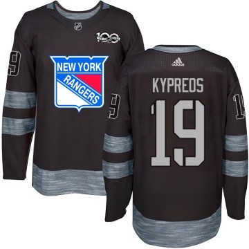 New York Rangers Youth Nick Kypreos Authentic Black 1917-2017 100th Anniversary NHL Jersey