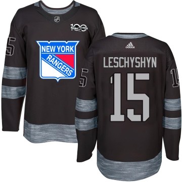 New York Rangers Youth Jake Leschyshyn Authentic Black 1917-2017 100th Anniversary NHL Jersey