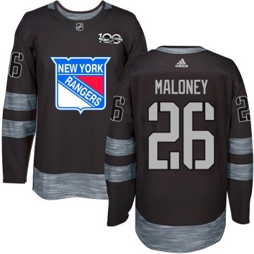 New York Rangers Youth Dave Maloney Authentic Black 1917-2017 100th Anniversary NHL Jersey