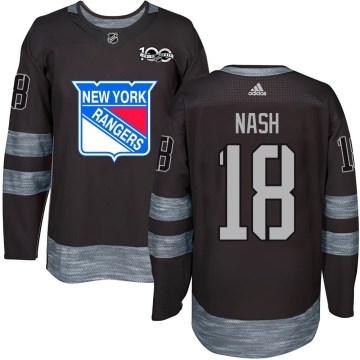 New York Rangers Youth Riley Nash Authentic Black 1917-2017 100th Anniversary NHL Jersey