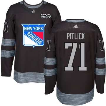 New York Rangers Youth Tyler Pitlick Authentic Black 1917-2017 100th Anniversary NHL Jersey