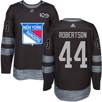 New York Rangers Youth Matthew Robertson Authentic Black 1917-2017 100th Anniversary NHL Jersey