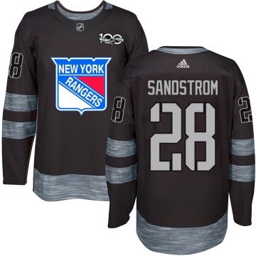 New York Rangers Youth Tomas Sandstrom Authentic Black 1917-2017 100th Anniversary NHL Jersey