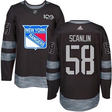 New York Rangers Youth Brandon Scanlin Authentic Black 1917-2017 100th Anniversary NHL Jersey