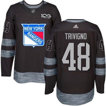New York Rangers Youth Bobby Trivigno Authentic Black 1917-2017 100th Anniversary NHL Jersey