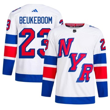 Adidas New York Rangers Men's Jeff Beukeboom Authentic White 2024 Stadium Series Primegreen NHL Jersey