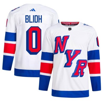 Adidas New York Rangers Men's Anton Blidh Authentic White 2024 Stadium Series Primegreen NHL Jersey