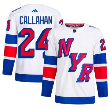 Adidas New York Rangers Men's Ryan Callahan Authentic White 2024 Stadium Series Primegreen NHL Jersey