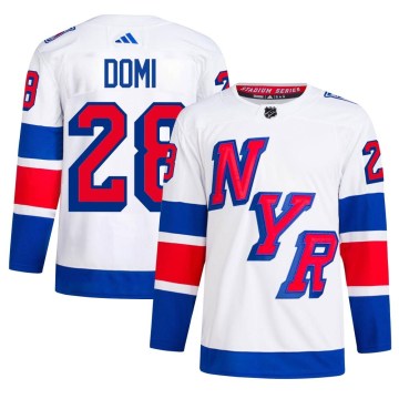 Adidas New York Rangers Men's Tie Domi Authentic White 2024 Stadium Series Primegreen NHL Jersey