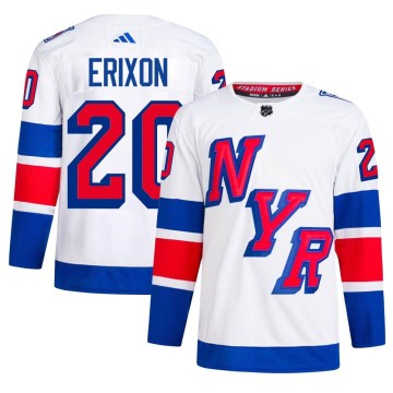 Adidas New York Rangers Men's Jan Erixon Authentic White 2024 Stadium Series Primegreen NHL Jersey