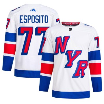 Adidas New York Rangers Men's Phil Esposito Authentic White 2024 Stadium Series Primegreen NHL Jersey