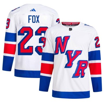 Adidas New York Rangers Men's Adam Fox Authentic White 2024 Stadium Series Primegreen NHL Jersey