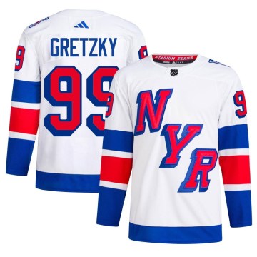 Adidas New York Rangers Men's Wayne Gretzky Authentic White 2024 Stadium Series Primegreen NHL Jersey
