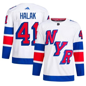 Adidas New York Rangers Men's Jaroslav Halak Authentic White 2024 Stadium Series Primegreen NHL Jersey
