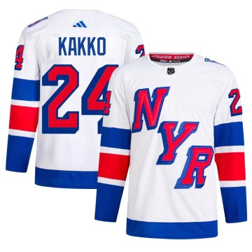 Adidas New York Rangers Men's Kaapo Kakko Authentic White 2024 Stadium Series Primegreen NHL Jersey