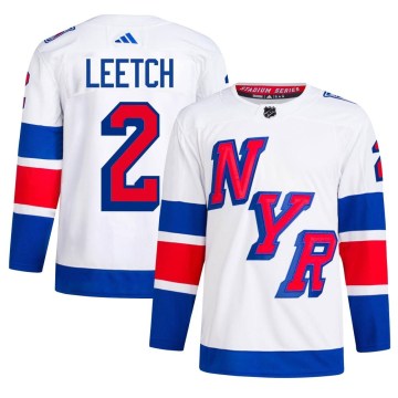 Adidas New York Rangers Men's Brian Leetch Authentic White 2024 Stadium Series Primegreen NHL Jersey