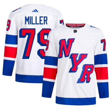 Adidas New York Rangers Men's K'Andre Miller Authentic White 2024 Stadium Series Primegreen NHL Jersey