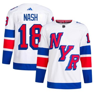 Adidas New York Rangers Men's Riley Nash Authentic White 2024 Stadium Series Primegreen NHL Jersey