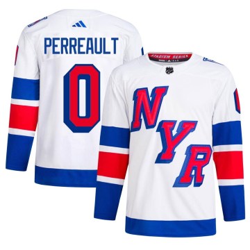 Adidas New York Rangers Men's Gabriel Perreault Authentic White 2024 Stadium Series Primegreen NHL Jersey