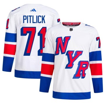 Adidas New York Rangers Men's Tyler Pitlick Authentic White 2024 Stadium Series Primegreen NHL Jersey