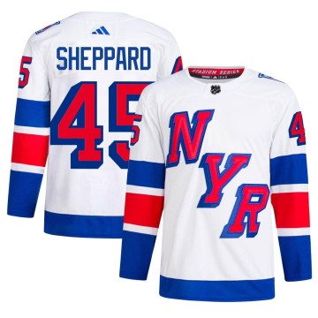 Adidas New York Rangers Men's James Sheppard Authentic White 2024 Stadium Series Primegreen NHL Jersey