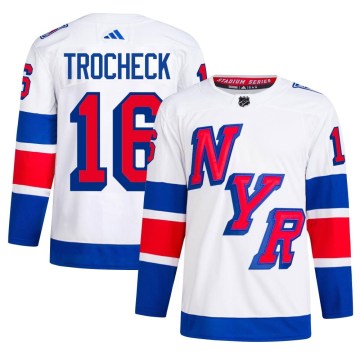 Adidas New York Rangers Men's Vincent Trocheck Authentic White 2024 Stadium Series Primegreen NHL Jersey
