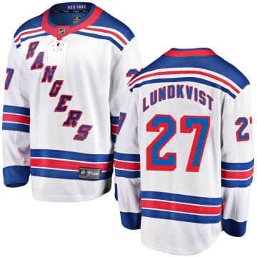 Fanatics Branded New York Rangers Men's Nils Lundkvist Breakaway White Away NHL Jersey