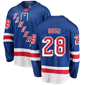 Fanatics Branded New York Rangers Men's Tie Domi Breakaway Blue Home NHL Jersey