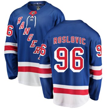 Fanatics Branded New York Rangers Men's Jack Roslovic Breakaway Blue Home NHL Jersey