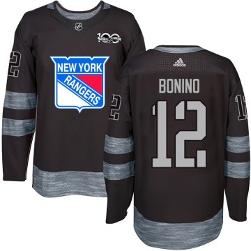 New York Rangers Men's Nick Bonino Authentic Black 1917-2017 100th Anniversary NHL Jersey