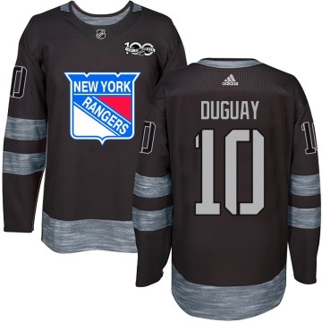 New York Rangers Men's Ron Duguay Authentic Black 1917-2017 100th Anniversary NHL Jersey