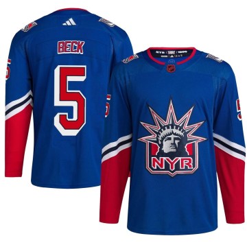 Adidas New York Rangers Men's Barry Beck Authentic Royal Reverse Retro 2.0 NHL Jersey