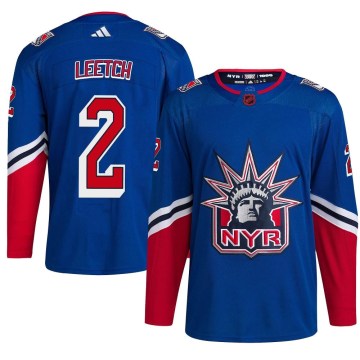 Adidas New York Rangers Men's Brian Leetch Authentic Royal Reverse Retro 2.0 NHL Jersey