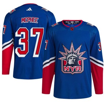 Adidas New York Rangers Men's George Mcphee Authentic Royal Reverse Retro 2.0 NHL Jersey