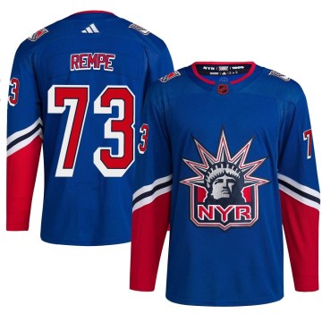 Adidas New York Rangers Men's Matt Rempe Authentic Royal Reverse Retro 2.0 NHL Jersey