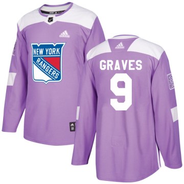 Adidas New York Rangers Men's Adam Graves Authentic Purple Fights Cancer Practice NHL Jersey