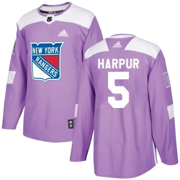 Adidas New York Rangers Men's Ben Harpur Authentic Purple Fights Cancer Practice NHL Jersey