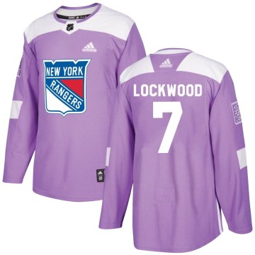 Adidas New York Rangers Men's William Lockwood Authentic Purple Fights Cancer Practice NHL Jersey
