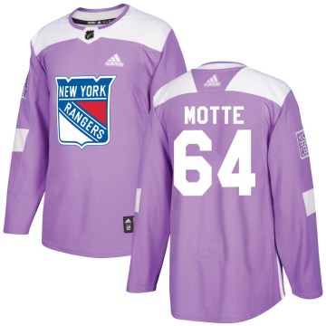 Adidas New York Rangers Men's Tyler Motte Authentic Purple Fights Cancer Practice NHL Jersey