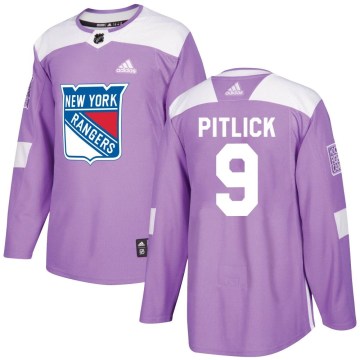 Adidas New York Rangers Men's Tyler Pitlick Authentic Purple Fights Cancer Practice NHL Jersey