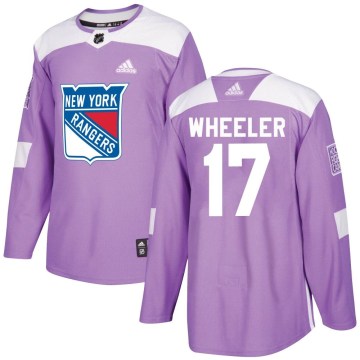 Adidas New York Rangers Men's Blake Wheeler Authentic Purple Fights Cancer Practice NHL Jersey