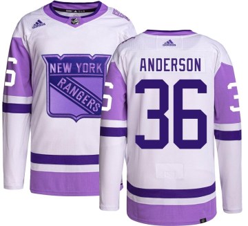 Adidas New York Rangers Men's Glenn Anderson Authentic Hockey Fights Cancer NHL Jersey