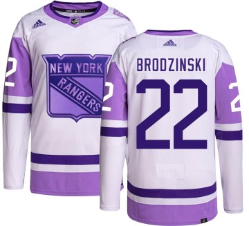Adidas New York Rangers Men's Jonny Brodzinski Authentic Hockey Fights Cancer NHL Jersey