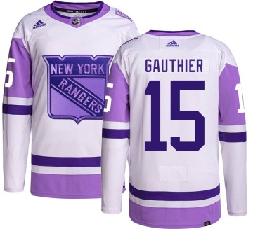 Adidas New York Rangers Men's Julien Gauthier Authentic Hockey Fights Cancer NHL Jersey
