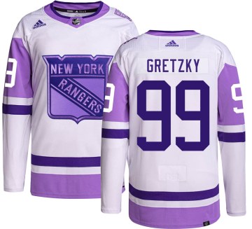 Adidas New York Rangers Men's Wayne Gretzky Authentic Hockey Fights Cancer NHL Jersey
