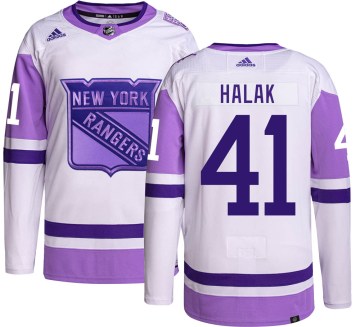 Adidas New York Rangers Men's Jaroslav Halak Authentic Hockey Fights Cancer NHL Jersey
