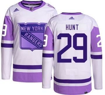Adidas New York Rangers Men's Dryden Hunt Authentic Hockey Fights Cancer NHL Jersey